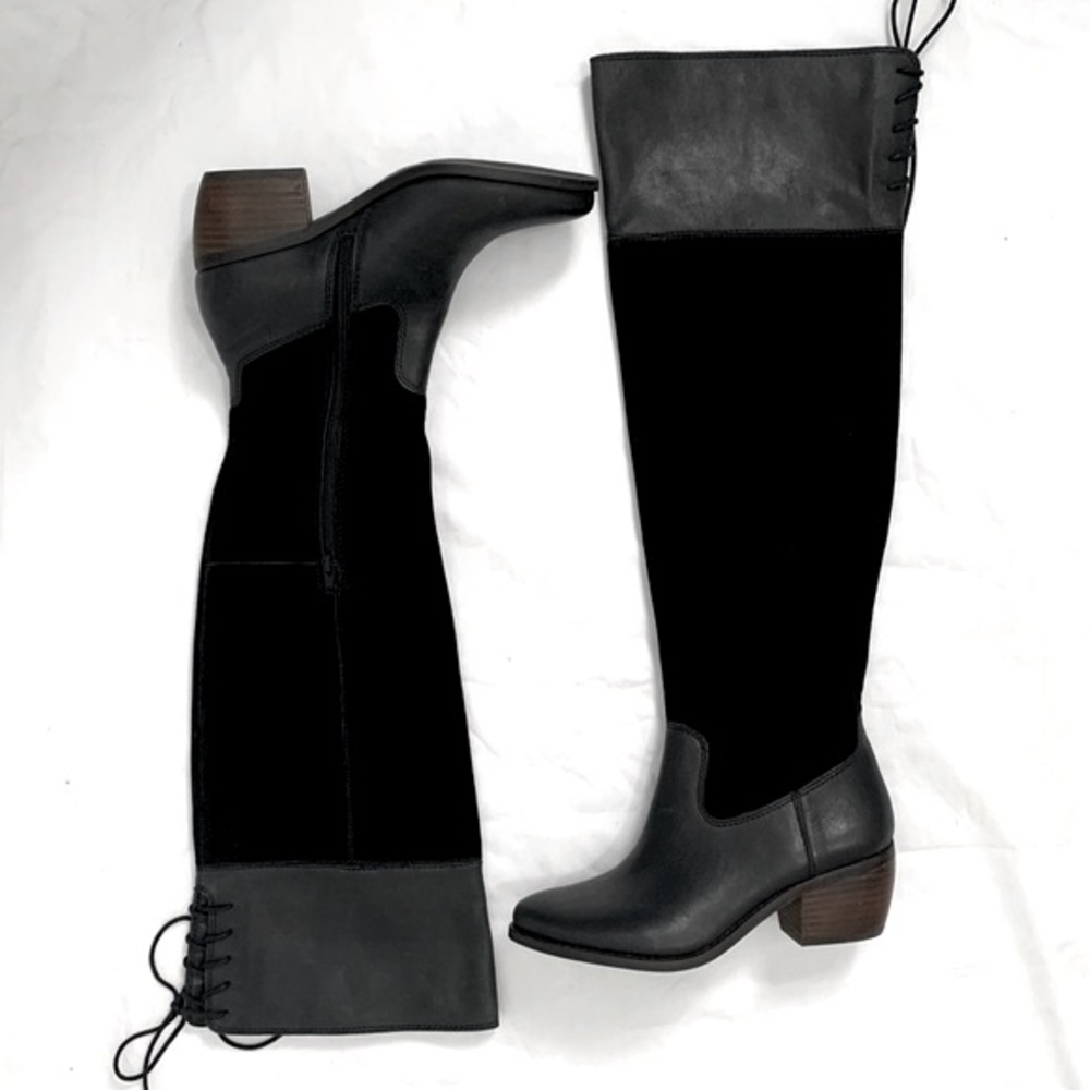 Lucky Brand Black Suede Tall Leather Boots - Picture 3 of 8